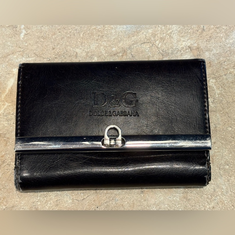 D&G Wallet Black Faux/Leather Wallet Repair Project As Is